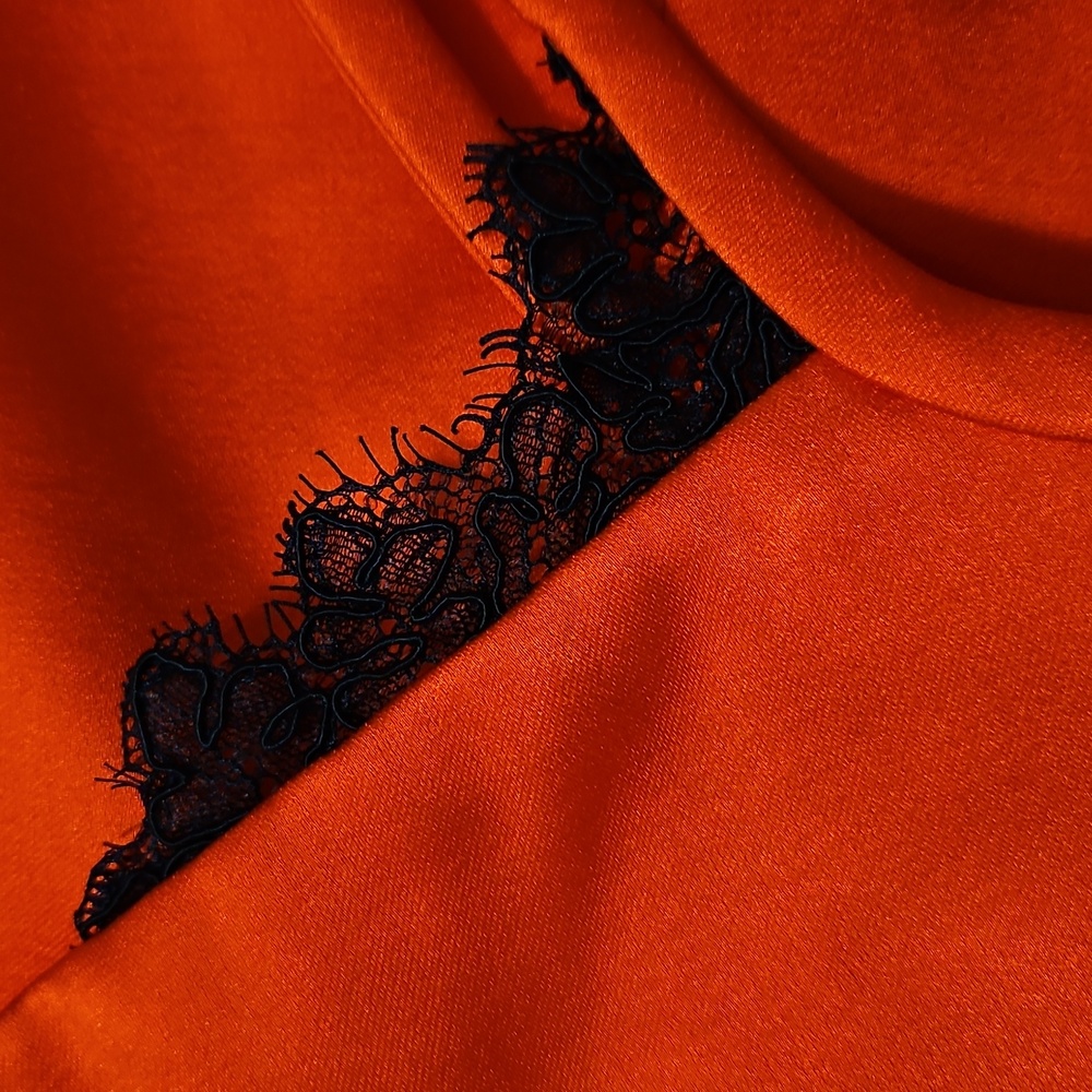 SIR Poppy Tangerine Contoured Sexy Mini Dress With Lace Detail, RTR, Size 2 - Picture 3 of 7
